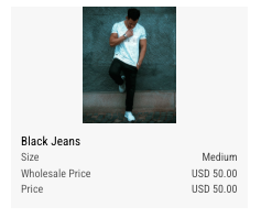 Initial catalog view showing retail and wholesale prices as the same