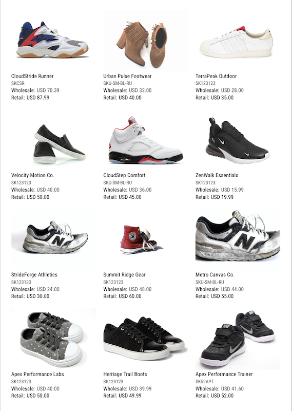 High-Density Grid Layout - 12-15 products per page, compact and scannable