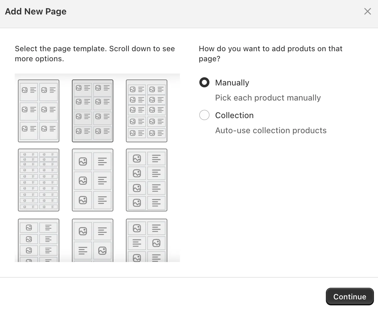Choose from 30+ catalog templates